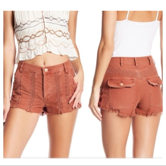 Like New Free People Dusty Rose Great Expectation Boho Lace Shorts Size 6 - Picture 3 of 10